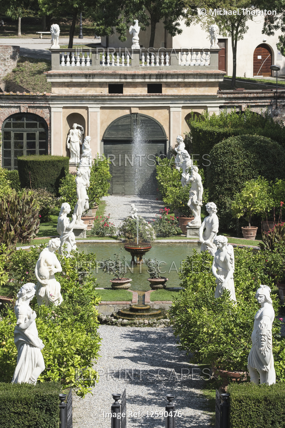 Gardens of the Palazzo Pfanner, Lucca, Tuscany, Italy, Europe,