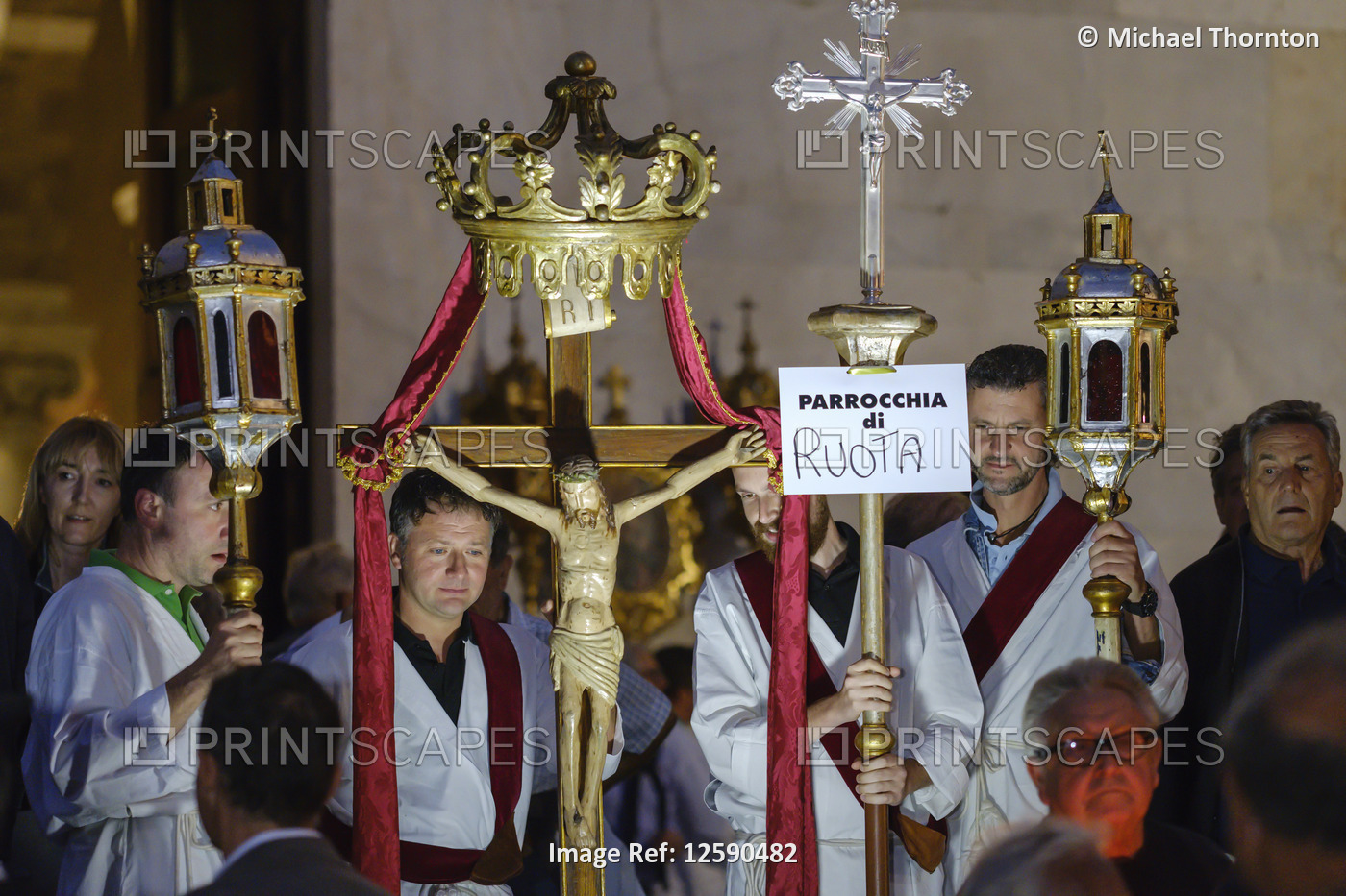 The beginning of the Holy Cross celebration, outside the Basilica of San ...