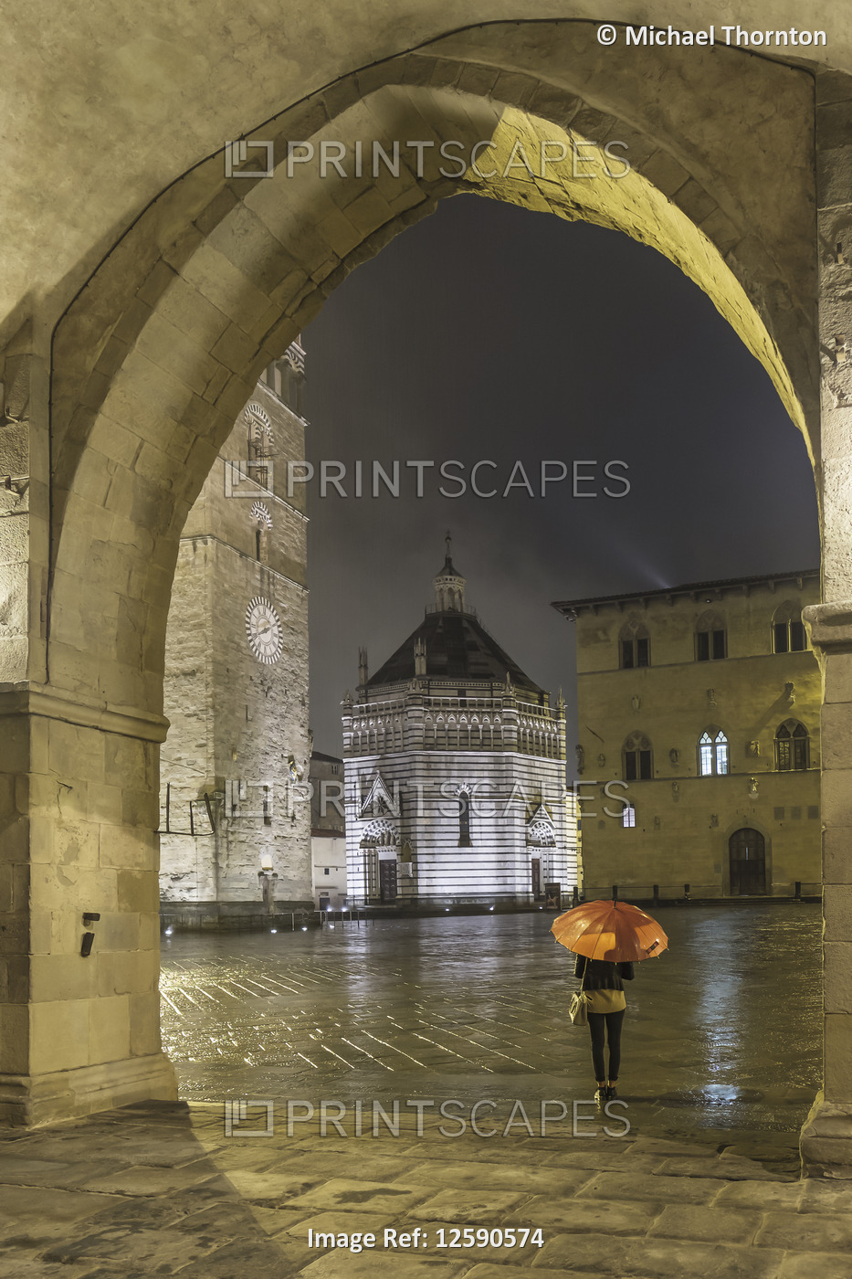 Raining on the Campanile del Duomo di Pistoia, Battistero di San Giovanni in ...