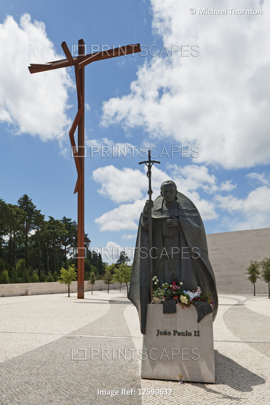 The High Cross and Pope John Paul II at the Basilica of Fatima, Estremadura and ...