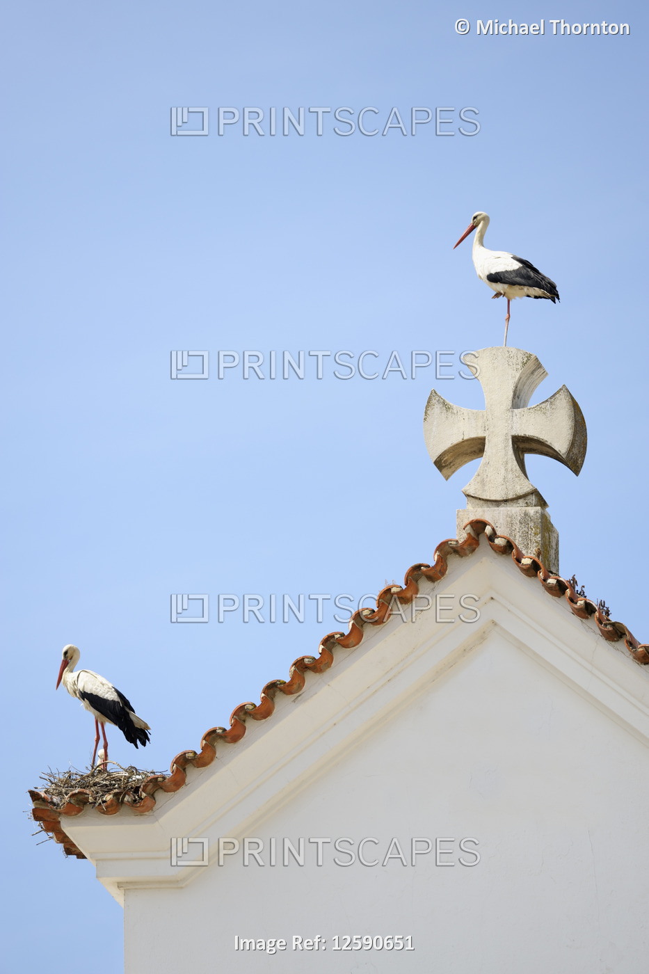 Apex of the roof of the Facade of Nossa Senhora dos Aflitos, Olháo, Faro, ...