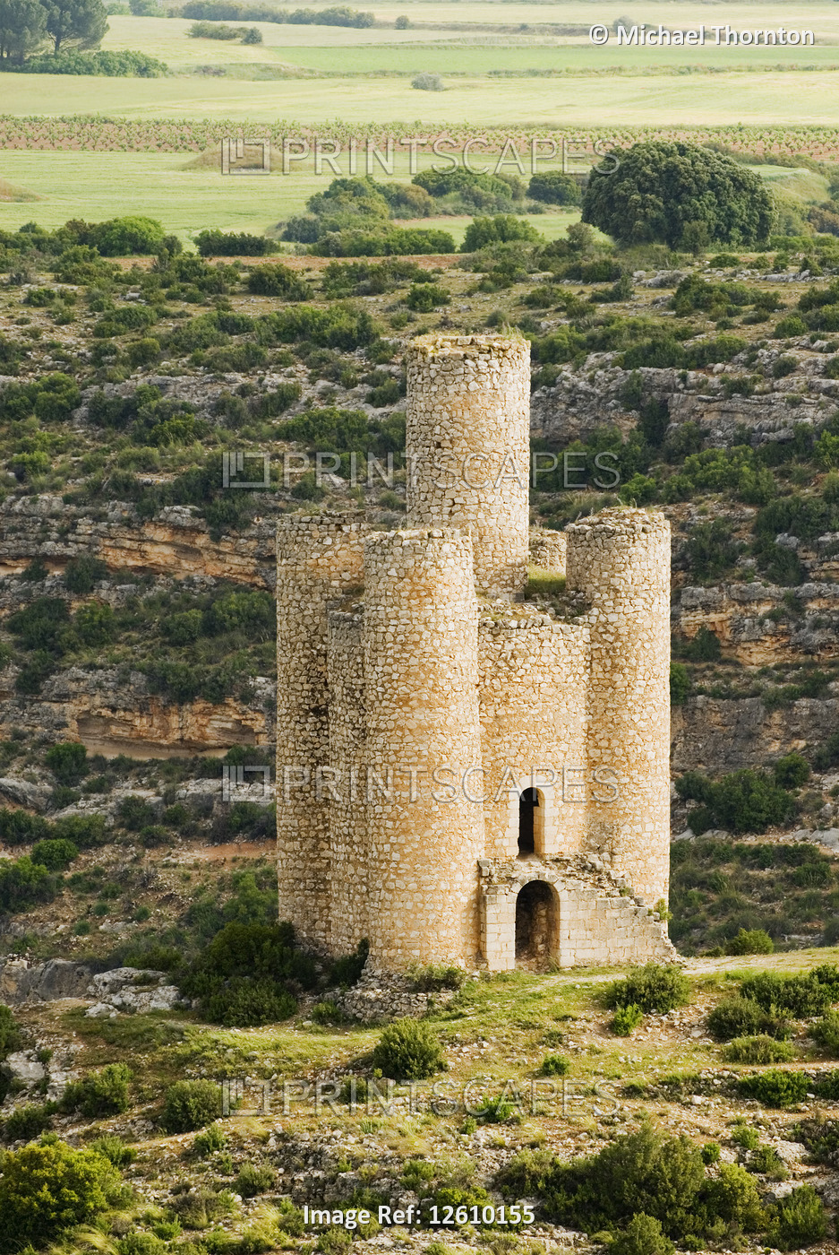 Small Tower adjacent to the Castle at Alarcón, Cuenca, Castilla - La Mancha, ...