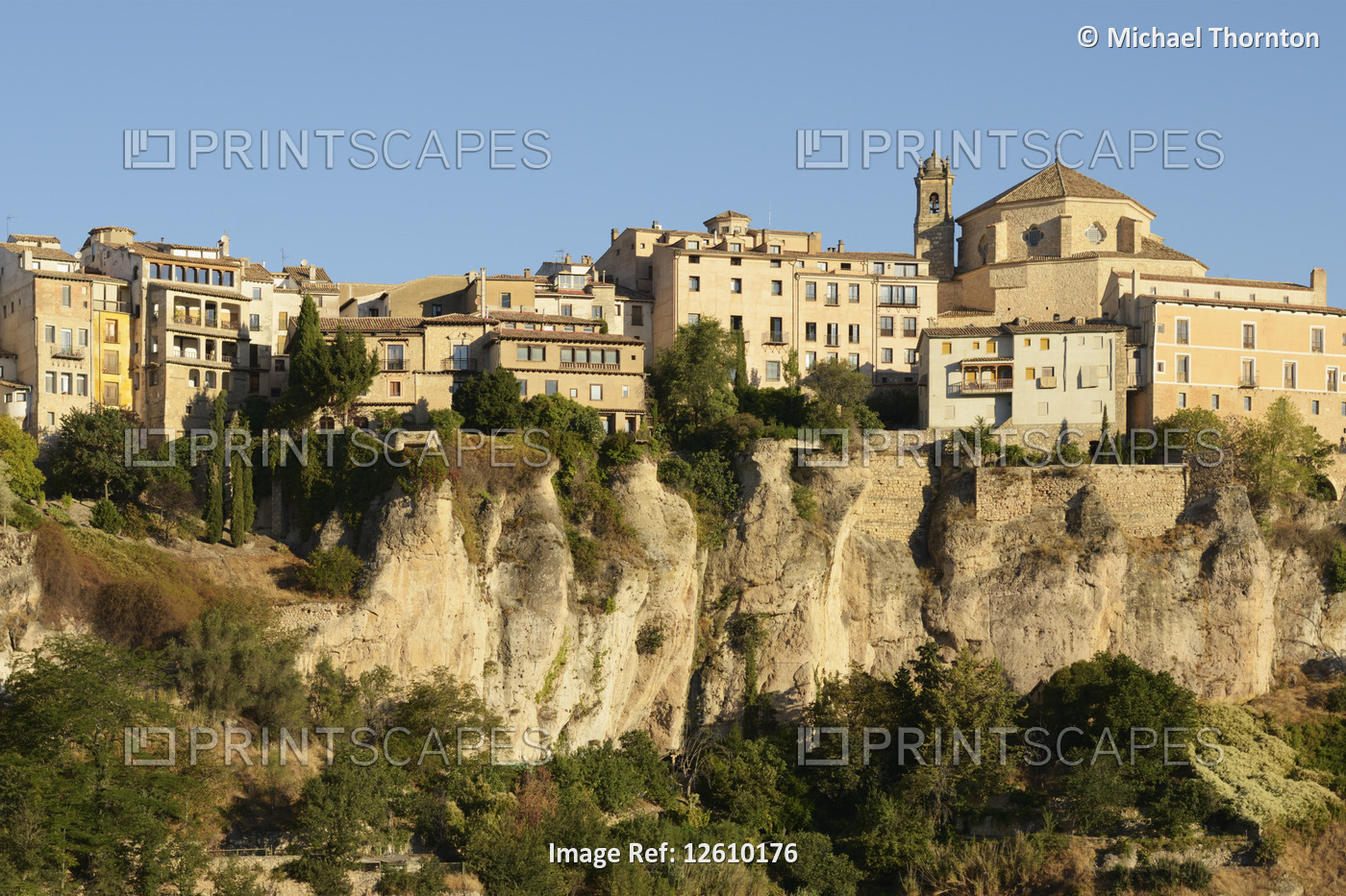 View of the old buildings in the old part of Cuenca, Castile La Mancha, Spain