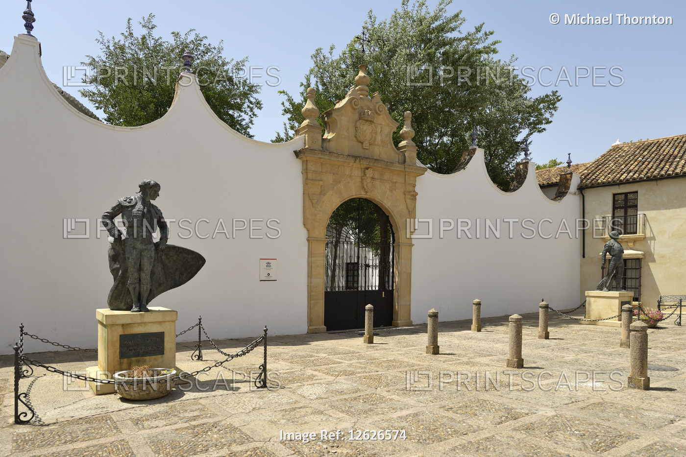 East Gate of the 18th century Plaza de Toros, Ronda, Málaga, Andalucia, Spain