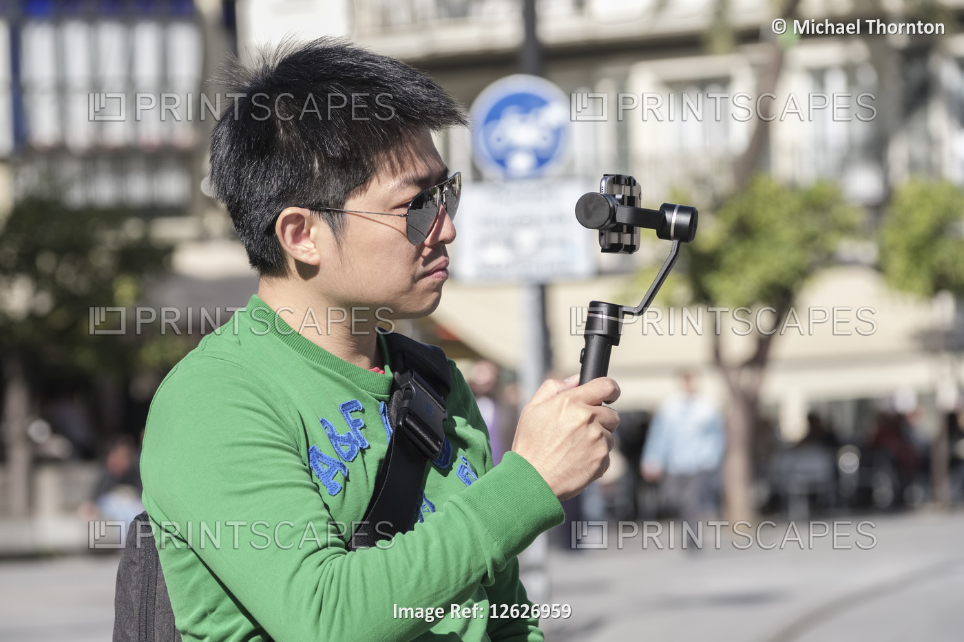 Tourist taking Selfie in Seville, Andalucia,Spain