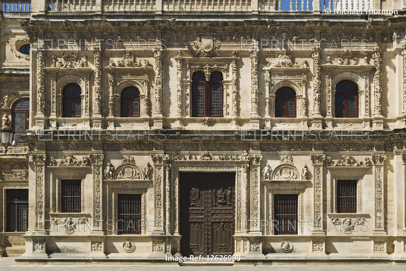 The facade of Seville Town Hall - Ayuntamiento de Sevilla, Seville, Andalucia, ...