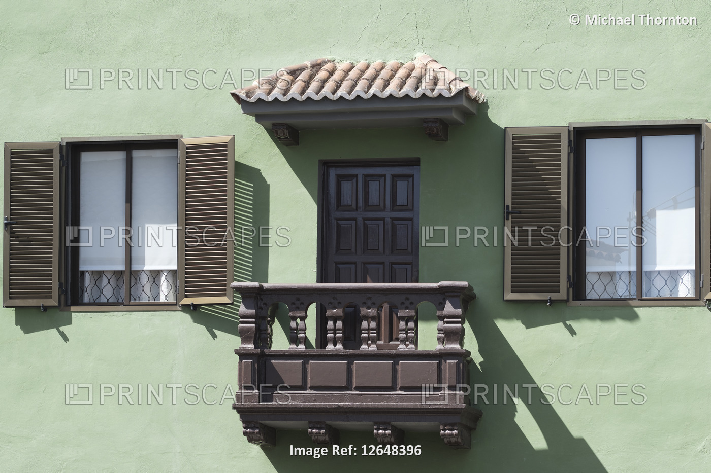 Traditional wooden balcony, windows, San Cristobal de La Laguna, Tenerife, ...