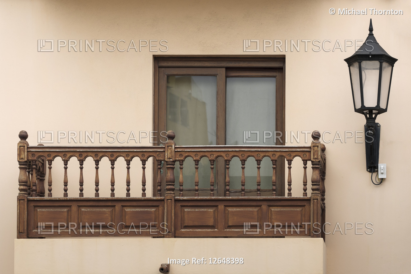 Traditional Wooden balconies, windows, Garachico, Tenerife North, Canary ...