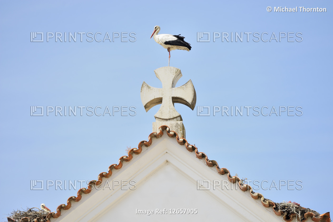 Apex of the roof of the Facade of Nossa Senhora dos Aflitos, Olháo, Faro, ...