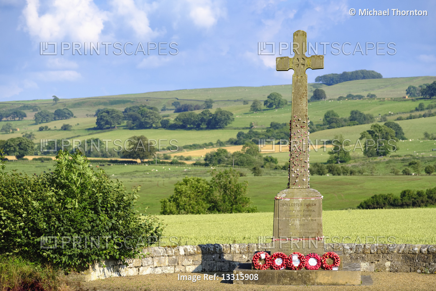 Chollerton Parish, War memorial, 1914-19 great war, Northumberland, United ...