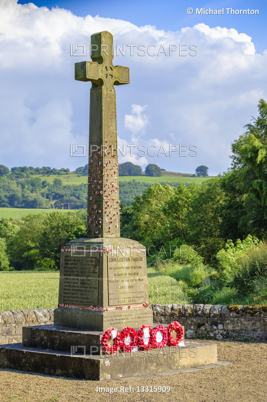 Chollerton Parish, War memorial, 1914-19 great war, Northumberland, United ...