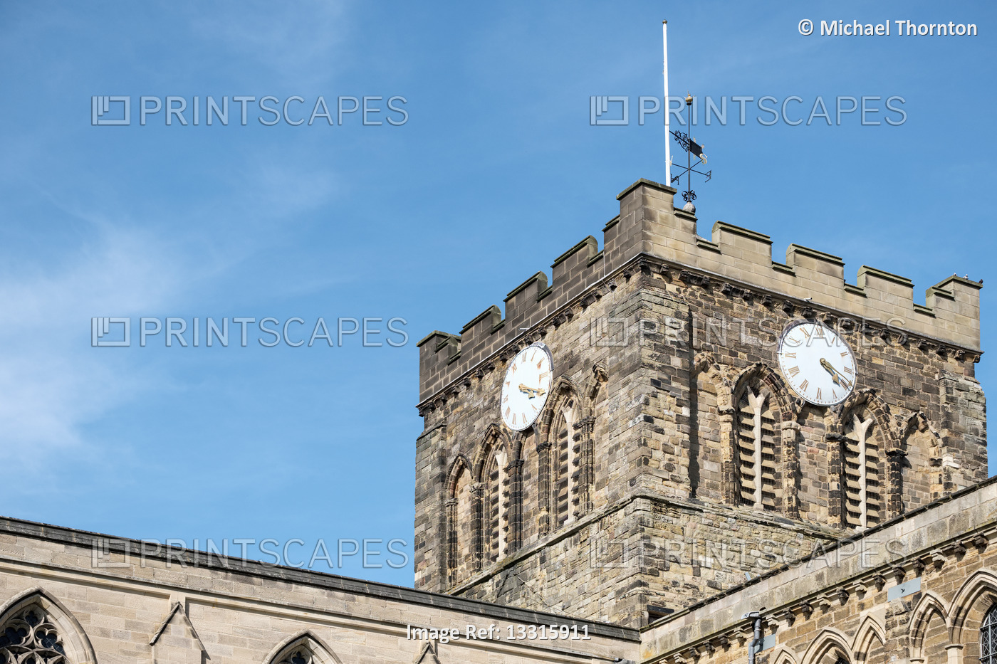 Hexham Abbey, Northumberland, UK, clock tower