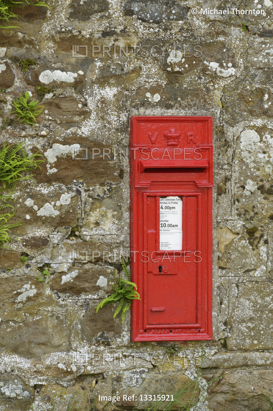 Victorian Post Box in village of Beltingham, Northumberland, United Kingdom