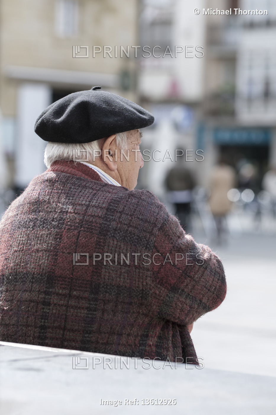 Local with traditional Boina Basque hat, Vitoria- Gasteiz; Pais Vasco; Spain,