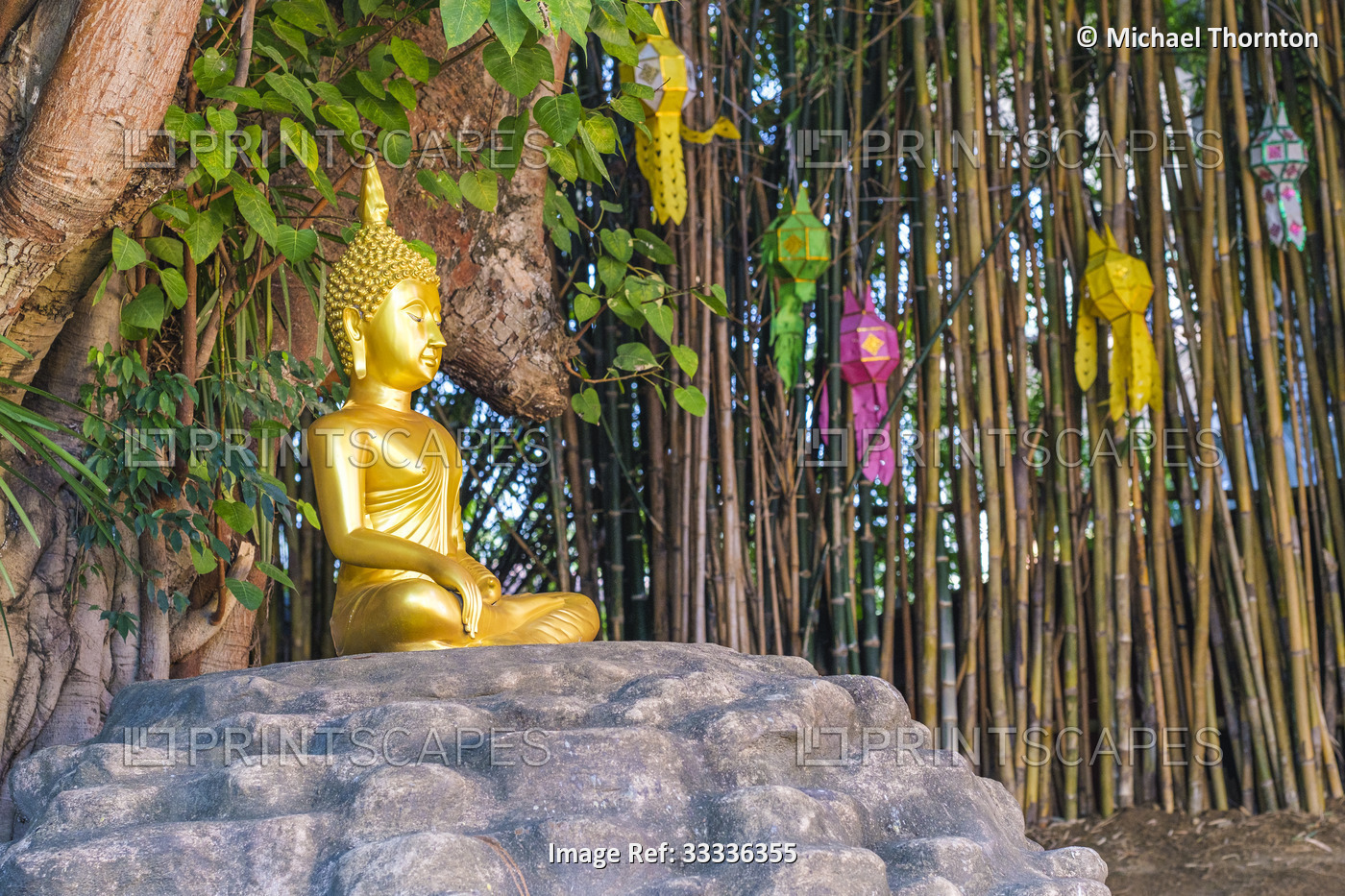 Wat Phan Tao, gold image of the Buddha, Chiang Mai, Thailand.