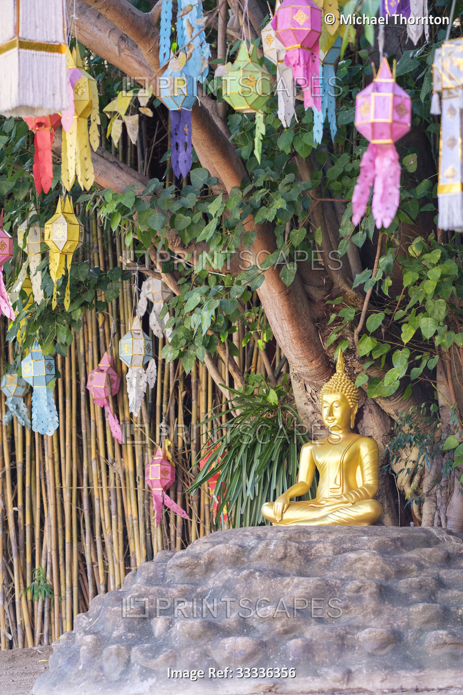Wat Phan Tao, gold image of the Buddha, Chiang Mai, Thailand.