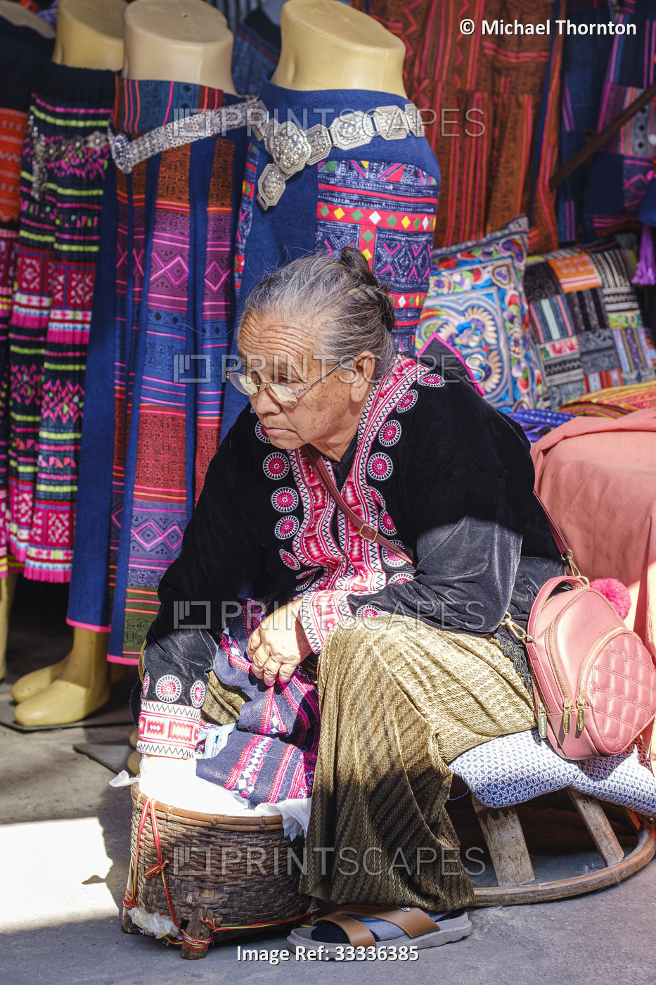 Market seller at Hmong Tribal Village, Doi Pui, Chiang Mail, Thailand,
