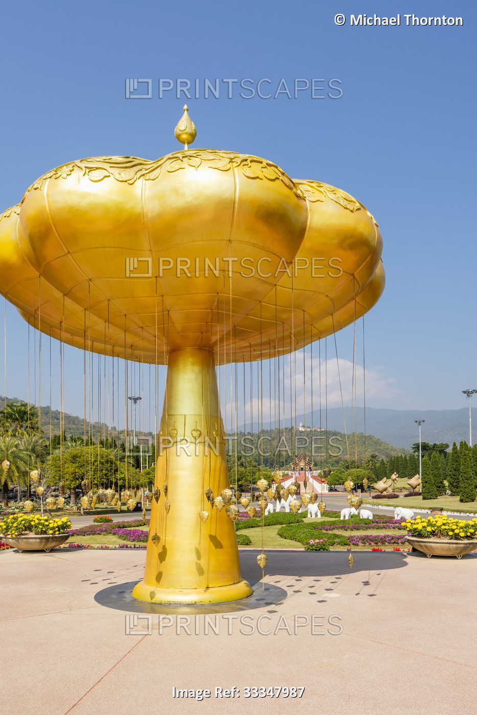 Golden structure at Royal Park Rajapruek; Chiang Mai, Chiang Mai Province, ...