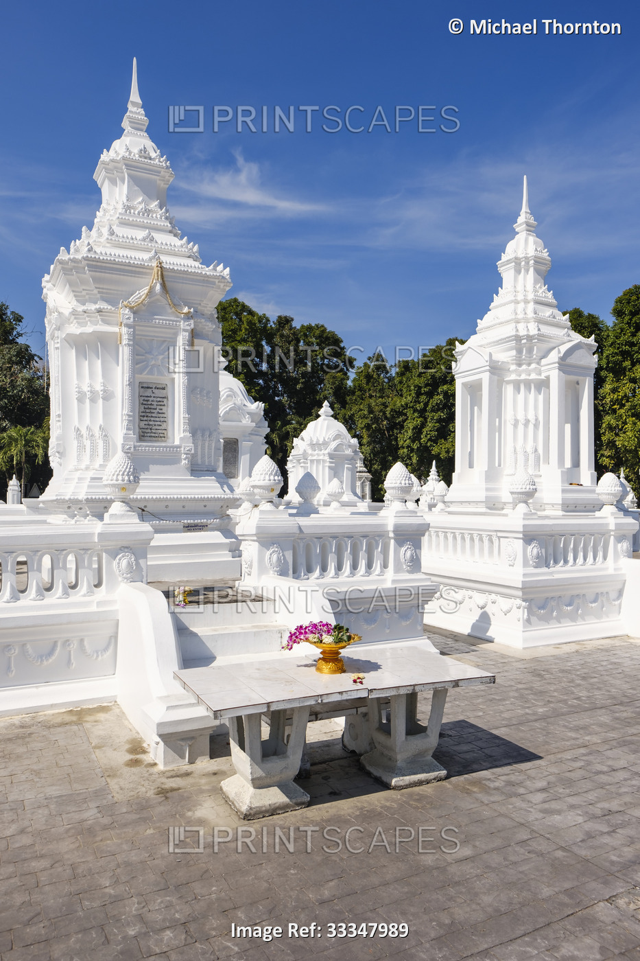 White structures at Wat Suan Dok; Chiang Mai, Chiang Mai Province, Thailand