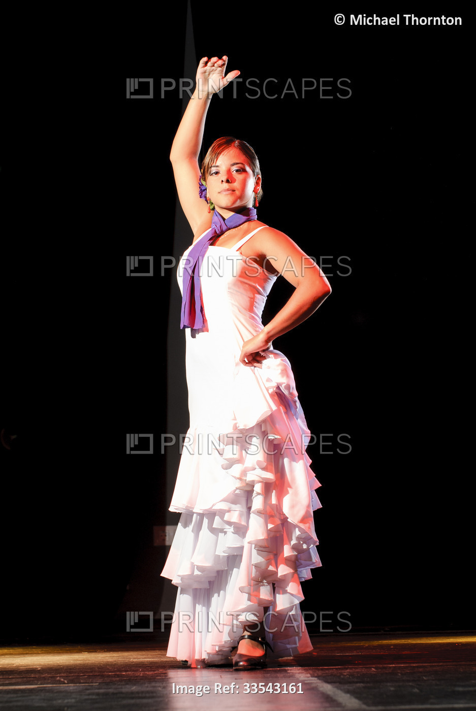 Flamenco student dancer, El Saucejo, Seville Province, Andalucia, Spain, 